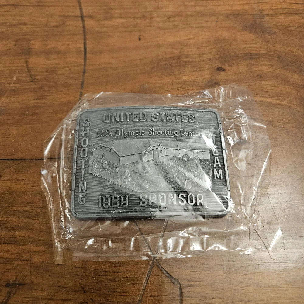 Vintage Belt Buckle 1989 US Olympics Shooting Team Official Sponsor‎ Sealed READ
